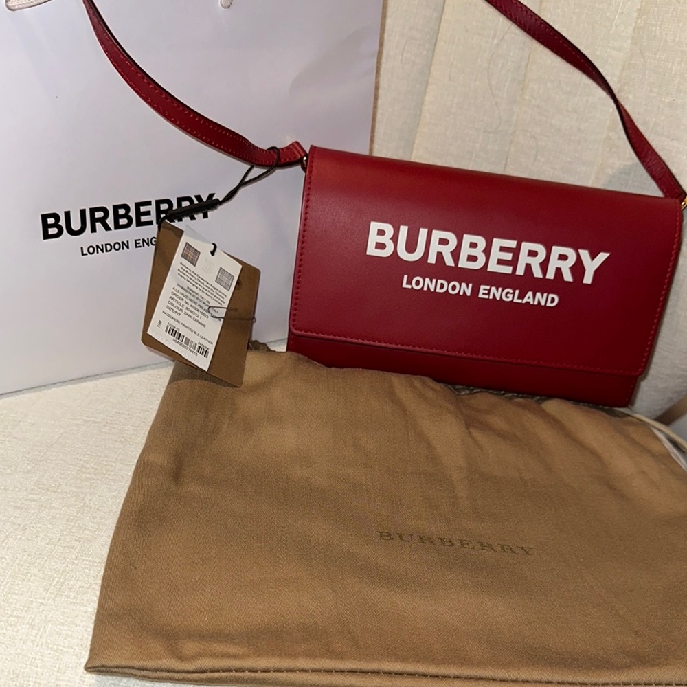 Burberry Red Leather Crossbody Bag